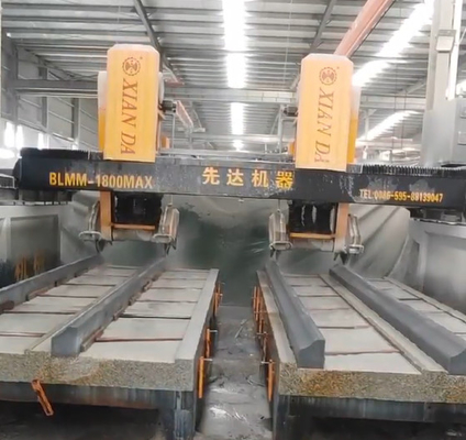 3 محور CNC دو قطب پل نوع چهار تیغه برش و آسیاب ماشین آلات برای مقیاس بزرگ خاص شکل سنگ پردازش