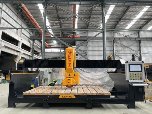 دستگاه برش سنگ اره پل CNC 4 محور با میز کار 3200x2000mm و توان موتور 15 کیلووات برای پردازش گرانیت، مرمر و کوارتز