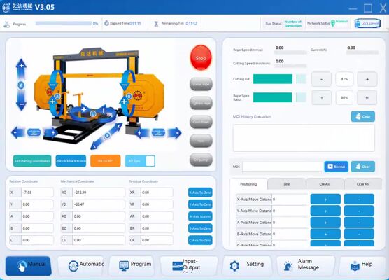 دستگاه برش سنگ اره سیمی الماس CNC هوشمند، بلبرینگ، اتصال چهار اسپیندل، موتور با پایداری بالا، ایمنی بالا برای گرانیت