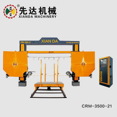 دستگاه سیم برش الماسه ۴ محوره CNC مدل CRM‑3500‑21 / CRM‑3500‑22FW برای برش اسلب قوسی و ستون رومی سنگی