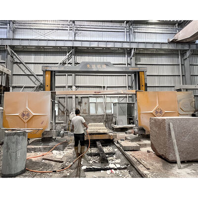 دستگاه سیم برش الماسه ۴ محوره CNC مدل CRM‑3500‑21 / CRM‑3500‑22FW برای برش اسلب قوسی و ستون رومی سنگی